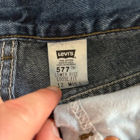 Vintage Levi's 577 Jeans Women's 12 Long Blue Denim Lower Rise Loose Fit Y2K - Picture 2 of 9